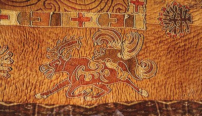 Dettaglio di un tappeto, Noin Ula, Era Xiongnu da Mongolian School